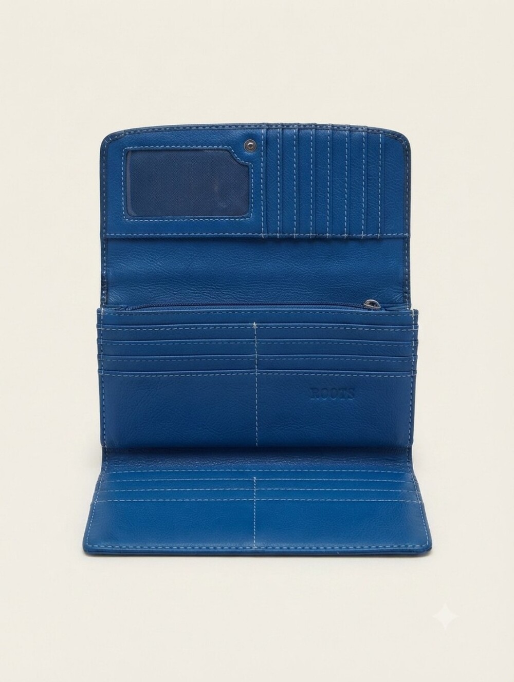 5/$100 Roots Blue Leather Wallet 💙 - Picture 3 of 7